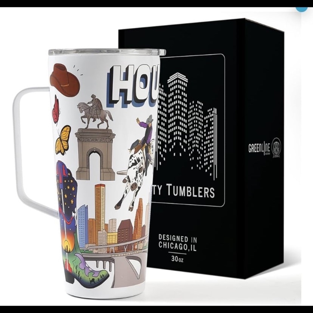 Greenline Goods 30oz Houston Texas Insulated Tumblers with Lids & Handle